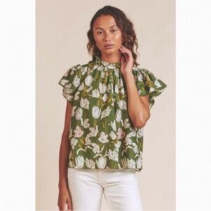 TROVATA CARLA HIGHNECK SHIRT MORNING‎ TULIP Sz M